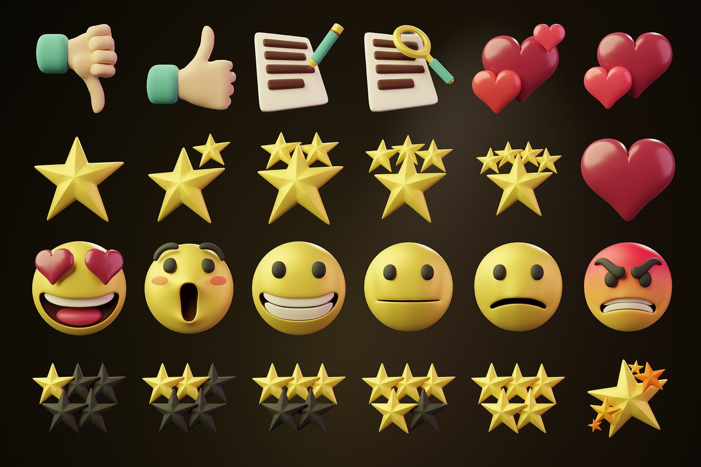 25个高端3D立体渲染点赞评论转发社会媒体图标ICON素材包