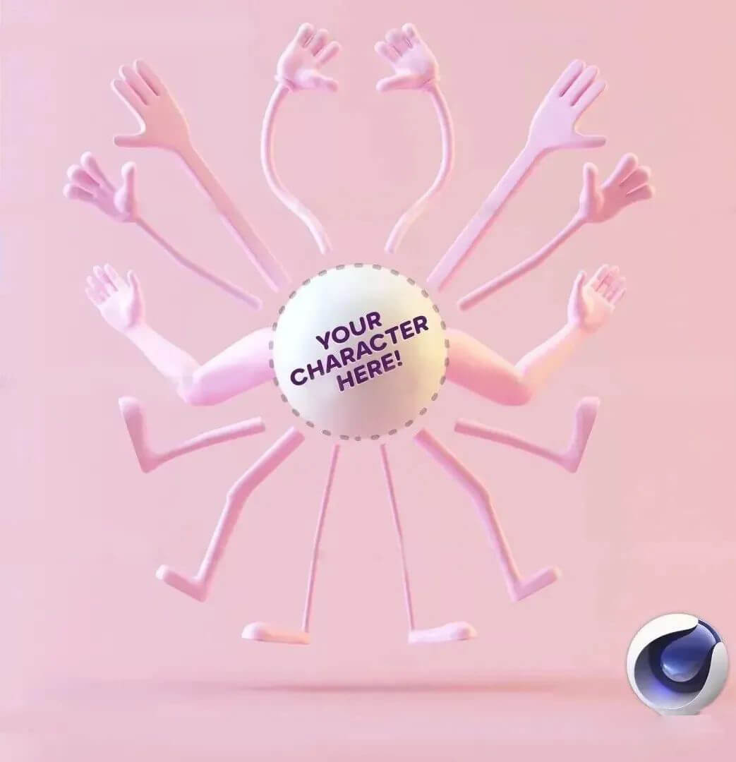 萌呆了，这些C4D卡通四肢模型又萌又可爱！