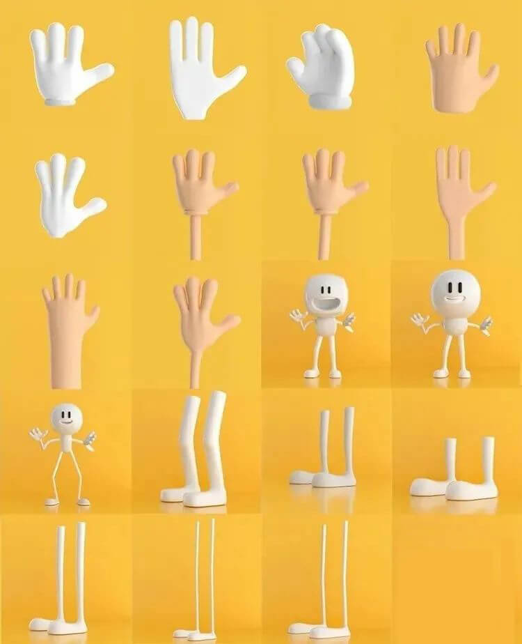 萌呆了，这些C4D卡通四肢模型又萌又可爱！
