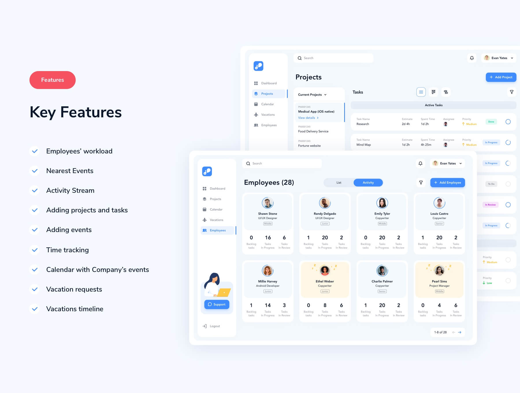 60个非常简洁的蓝色调CRM后台管理UI界面