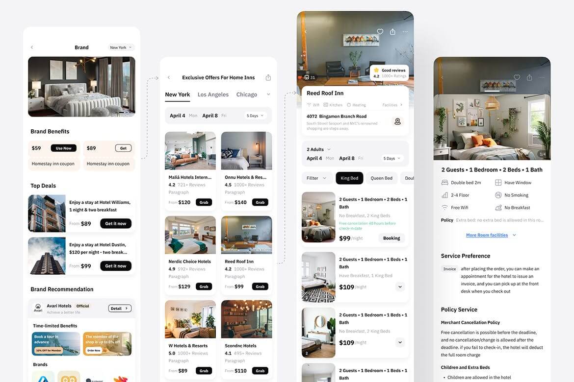 高品质时尚高端酒店预订APP UI KITS素材