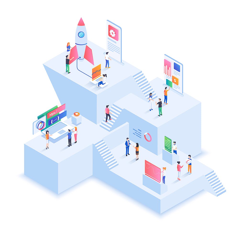 时尚高端2.5D立体等轴等距UI插画海报素材包