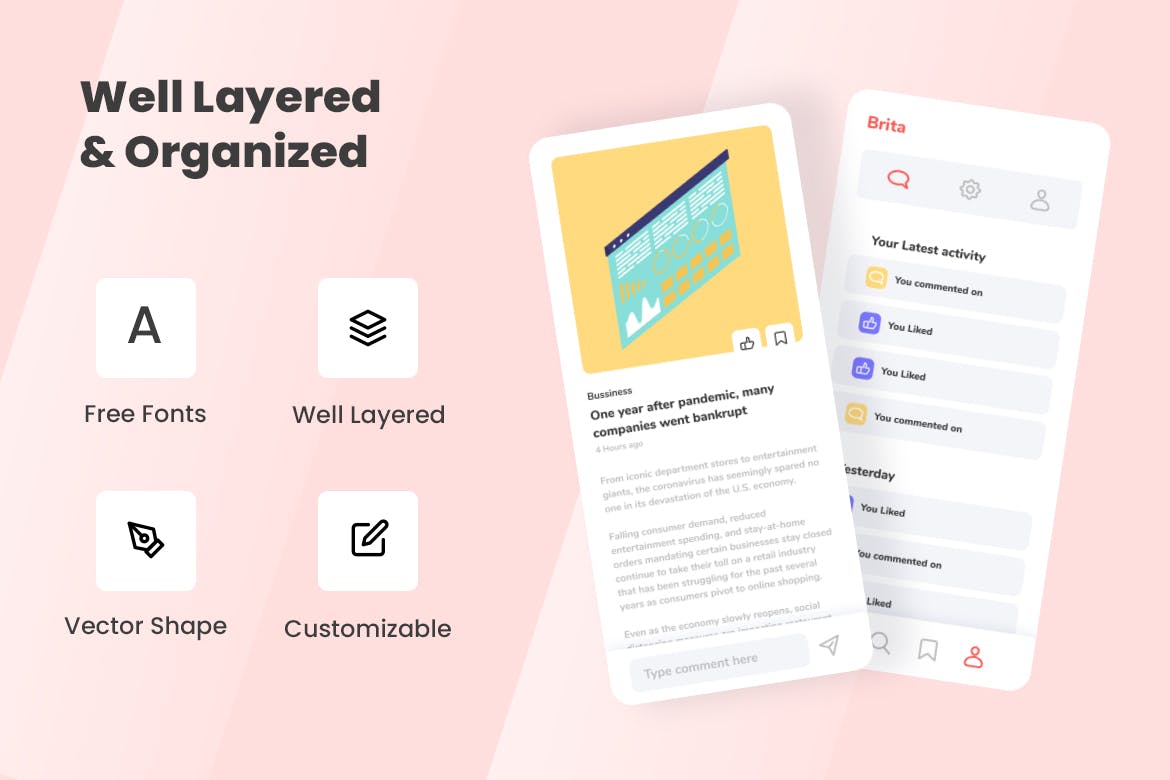 绚丽多彩简洁干净的新闻资讯APP UI素材包