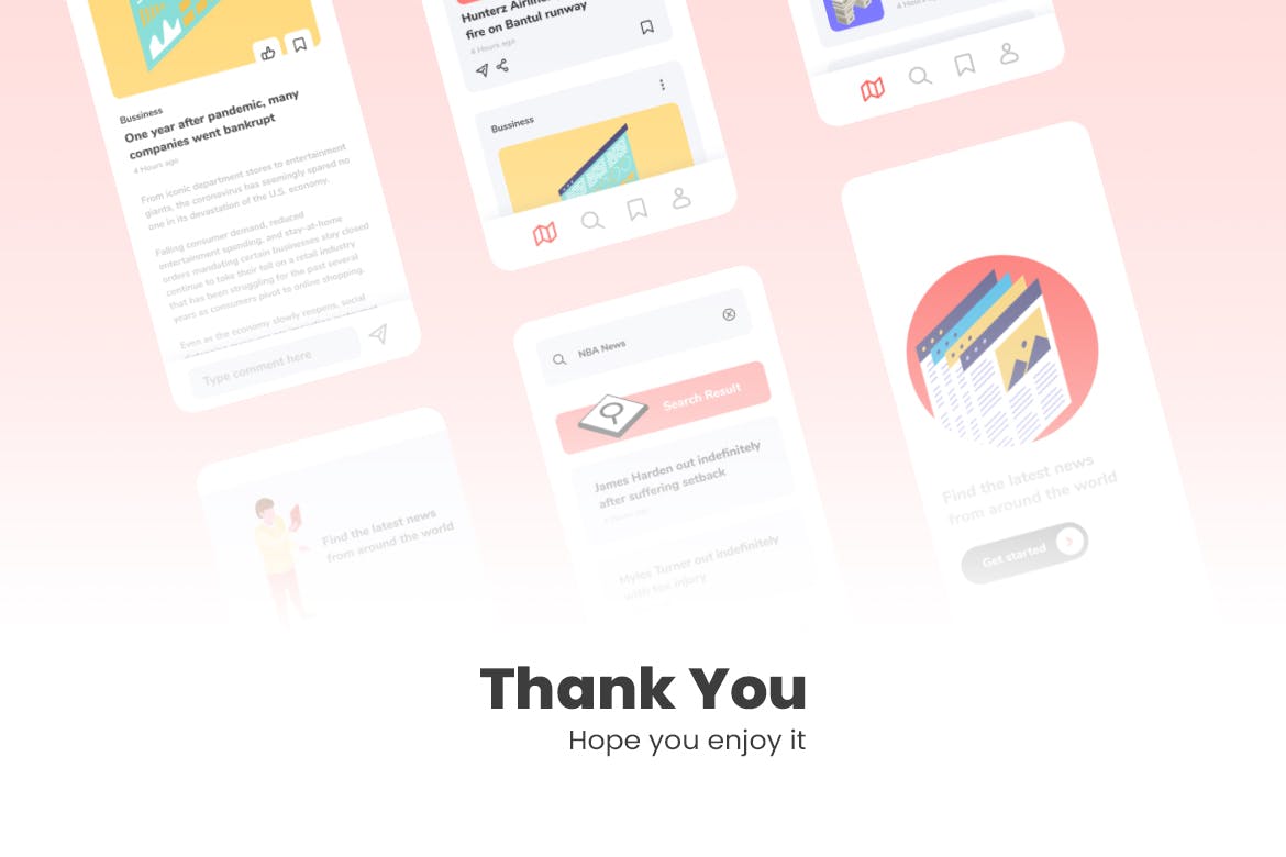 绚丽多彩简洁干净的新闻资讯APP UI素材包
