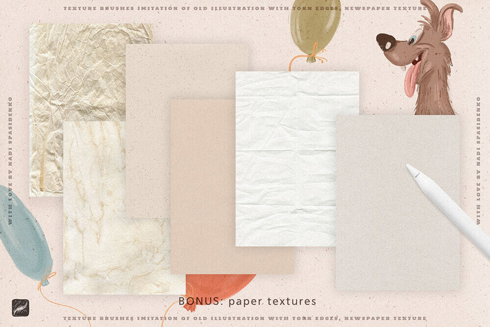 25个70年代复古质感Procreate纹理笔刷素材