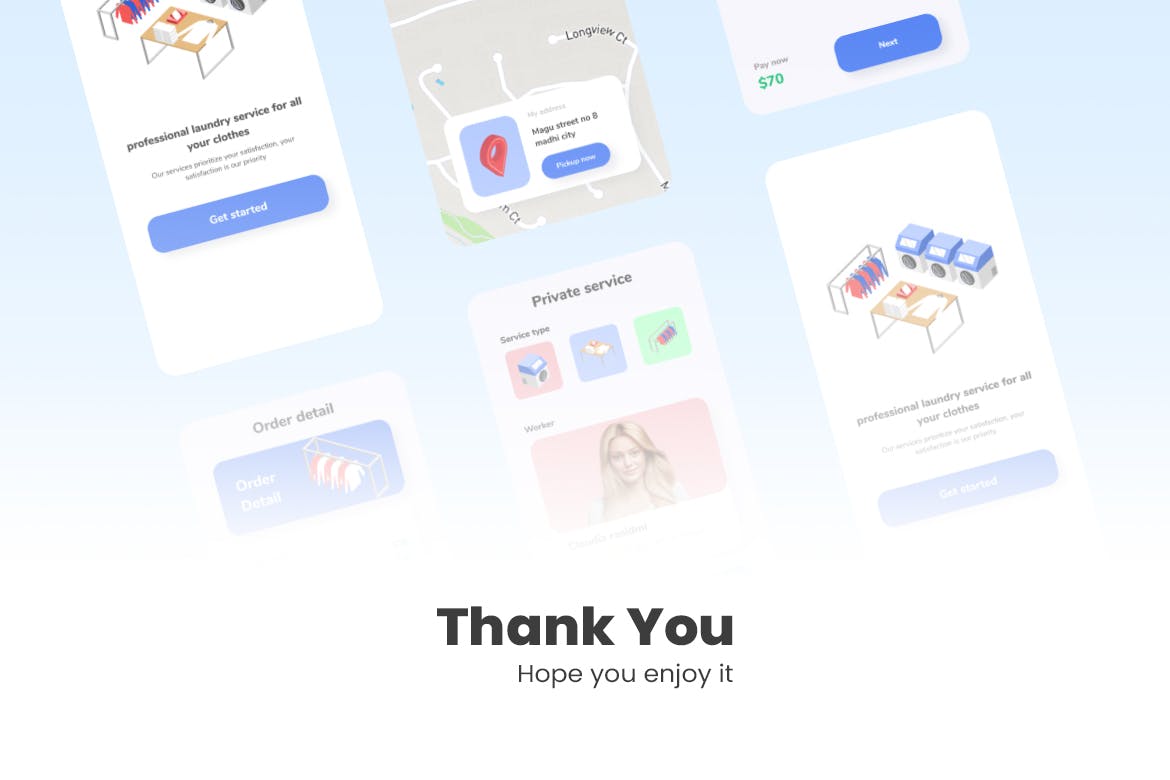 一套非常轻松的洗衣服务APP UI素材包