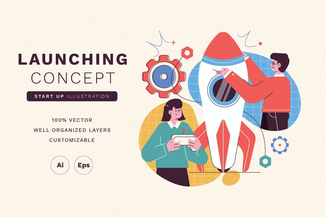 一套简洁清新的谷歌google风格banner登录页矢量UI插画素材包