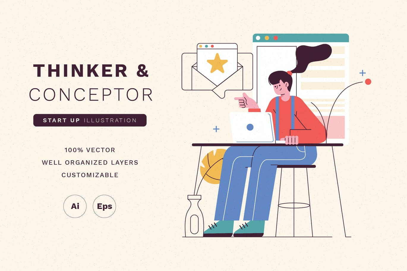 一套简洁清新的谷歌google风格banner登录页矢量UI插画素材包