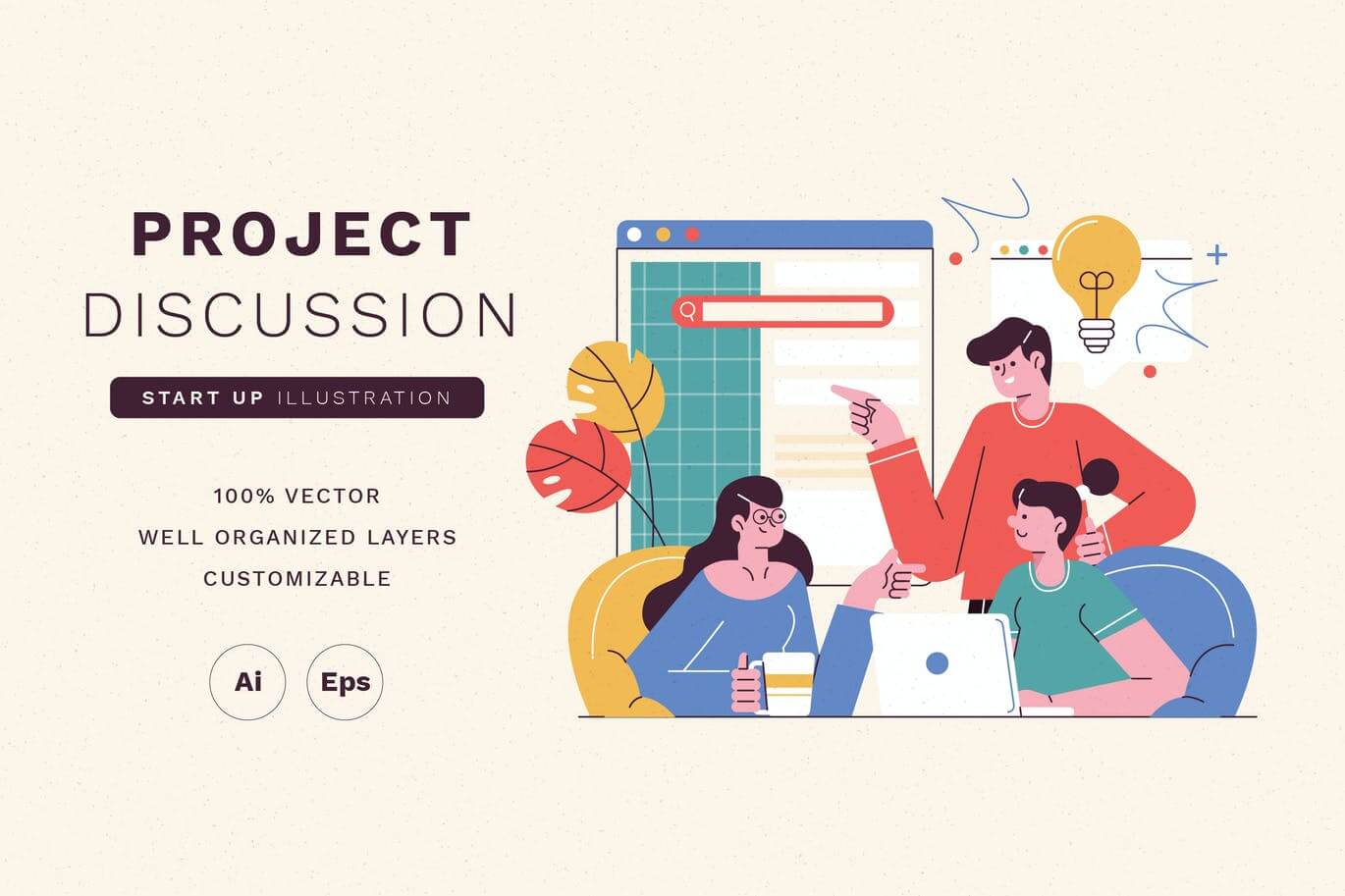 一套简洁清新的谷歌google风格banner登录页矢量UI插画素材包