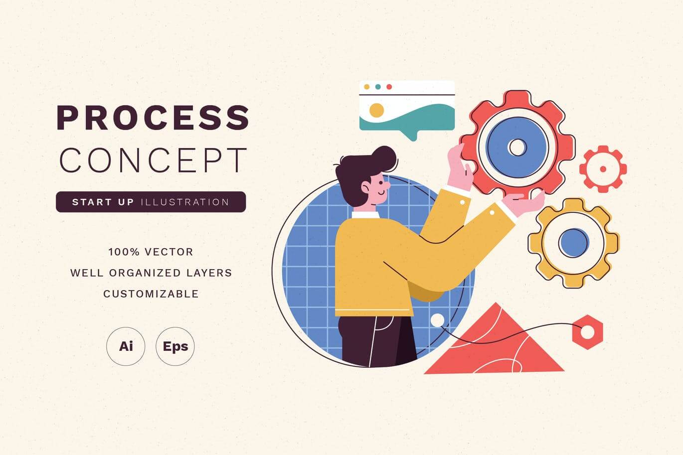 一套简洁清新的谷歌google风格banner登录页矢量UI插画素材包