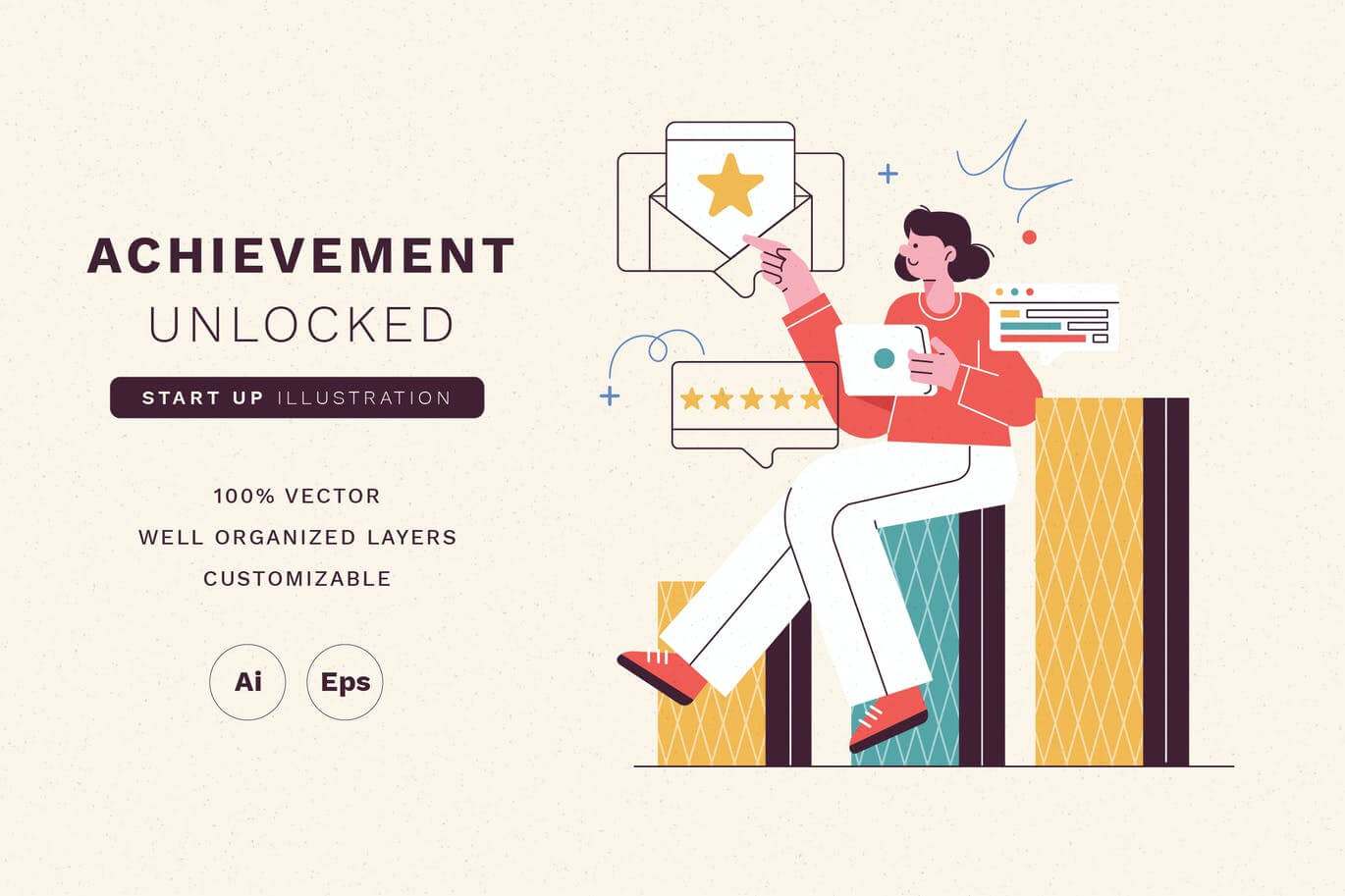 一套简洁清新的谷歌google风格banner登录页矢量UI插画素材包