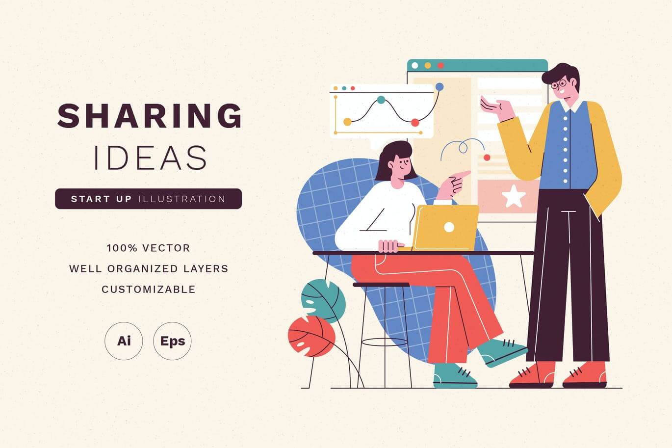 一套简洁清新的谷歌google风格banner登录页矢量UI插画素材包