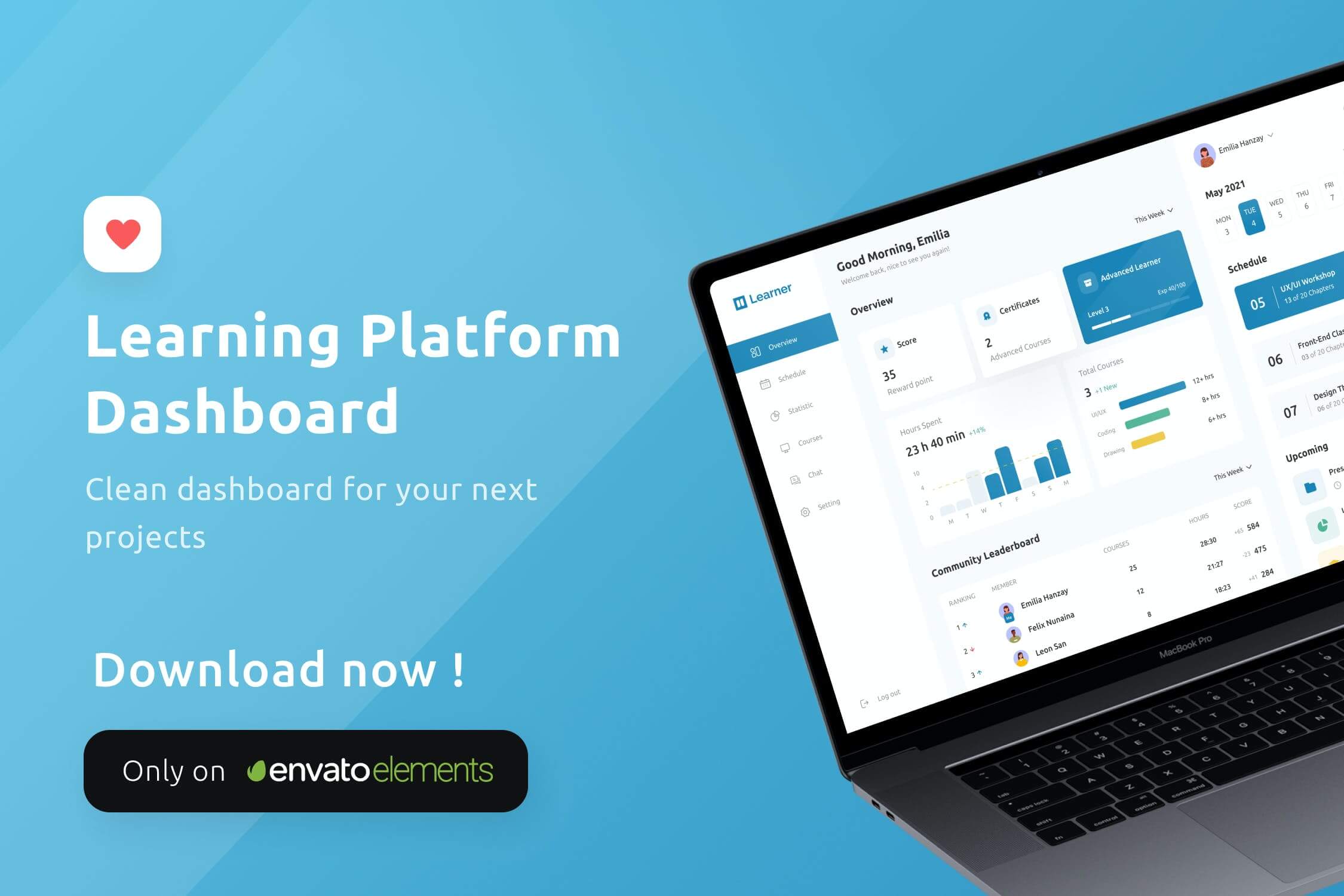 一套学习主题相关后台管理网页UI素材模板