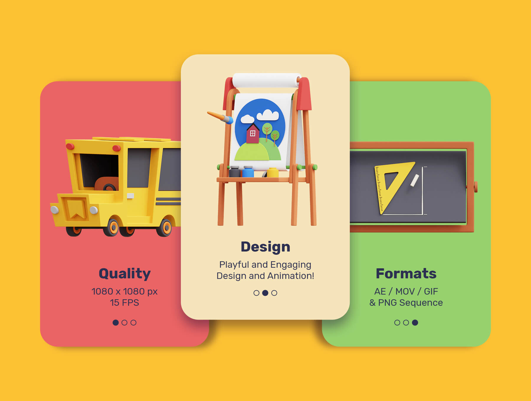 16个3D教育类动画图标素材（含AE动画源文件）