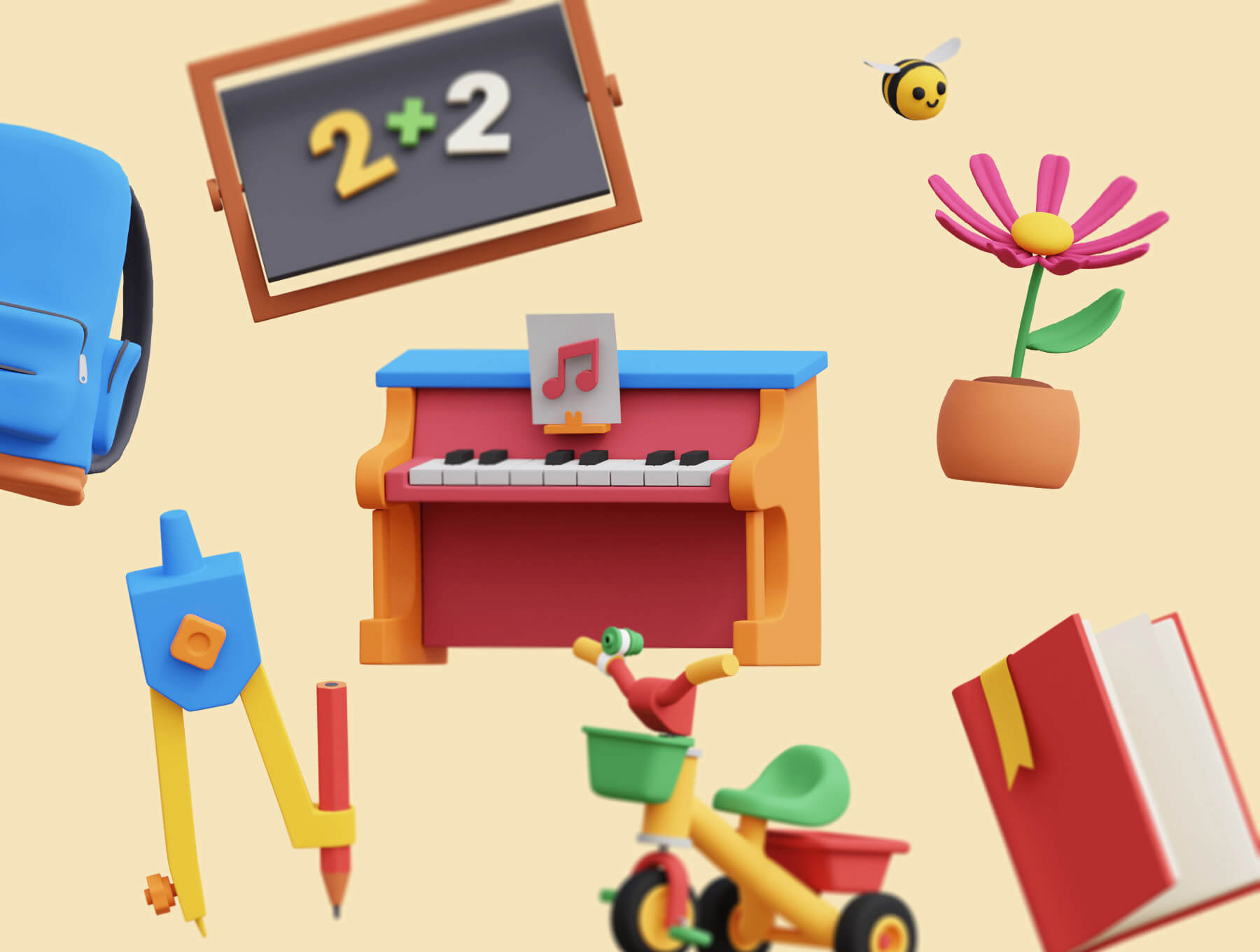 16个3D教育类动画图标素材（含AE动画源文件）