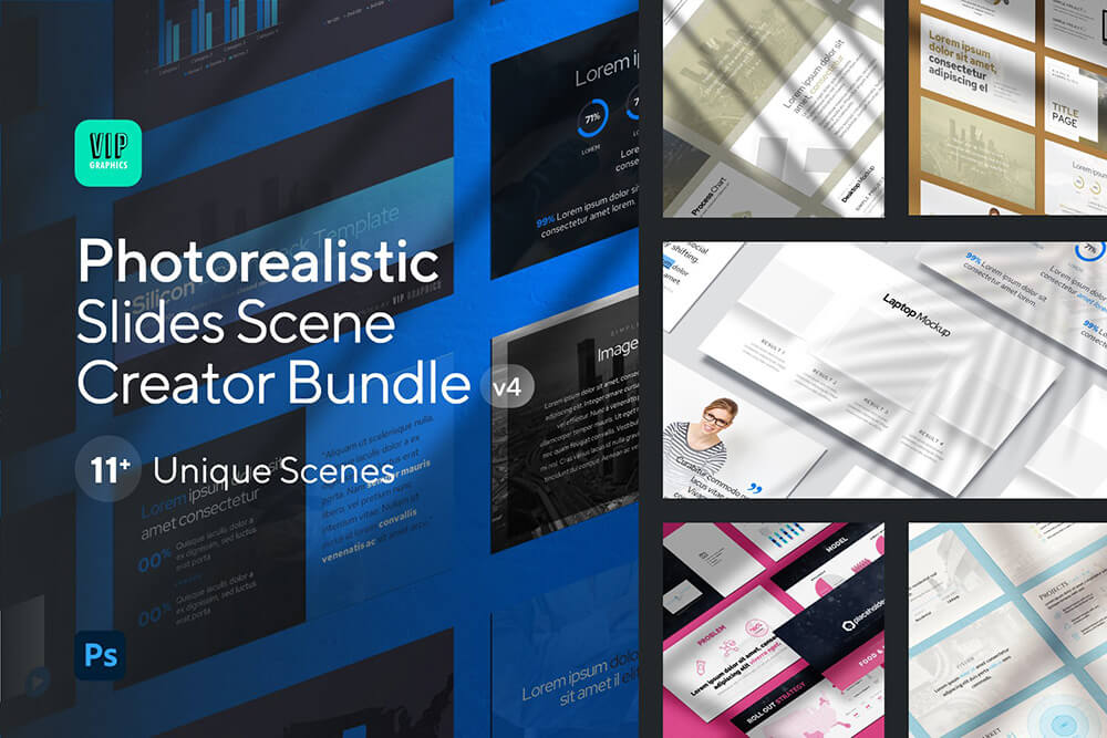 阴影+幻灯片展示样机PSD素材包