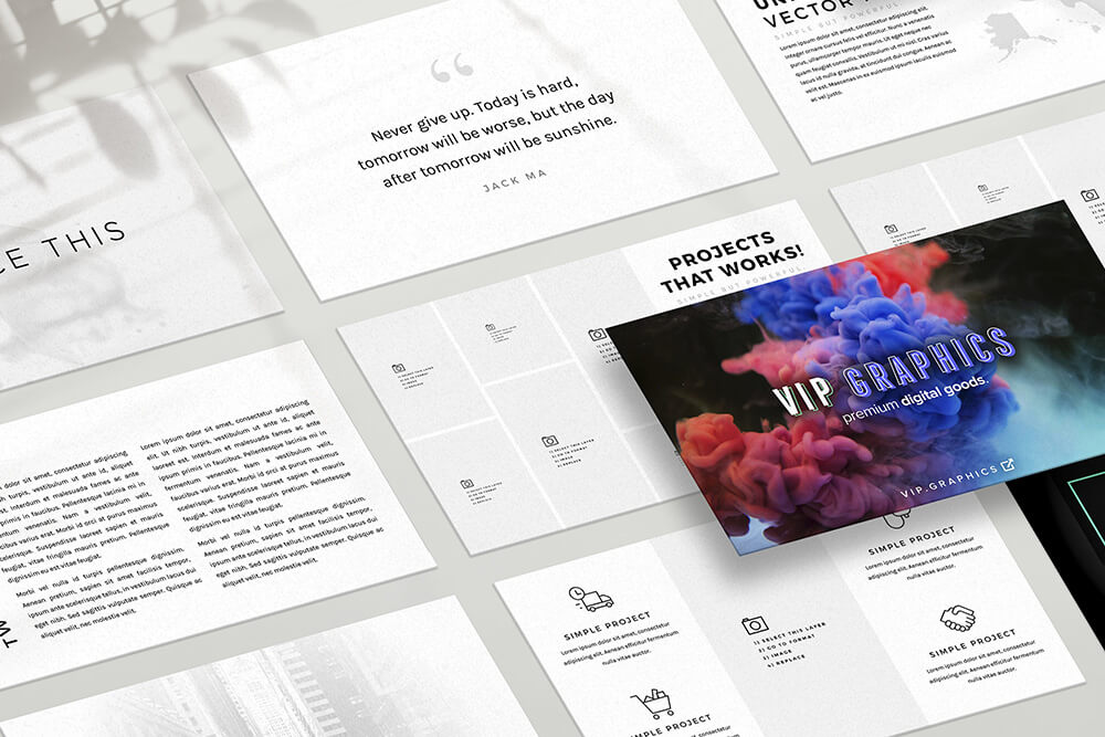 阴影+幻灯片展示样机PSD素材包