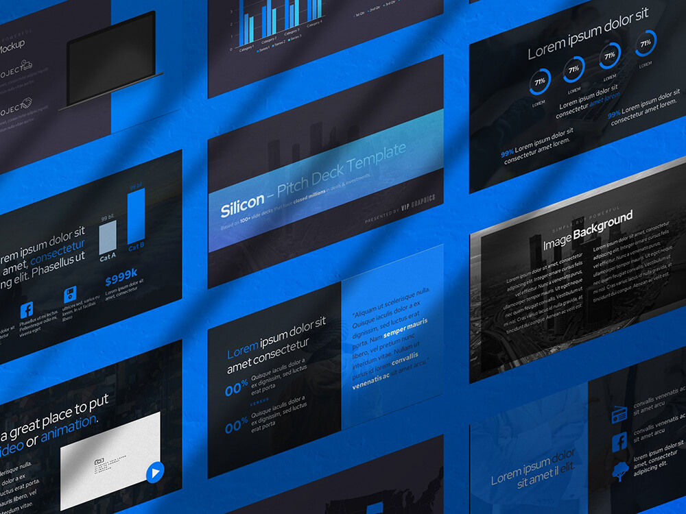 阴影+幻灯片展示样机PSD素材包