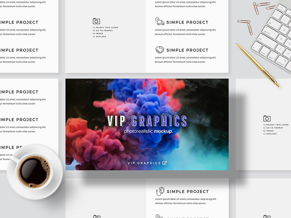 阴影+幻灯片展示样机PSD素材包