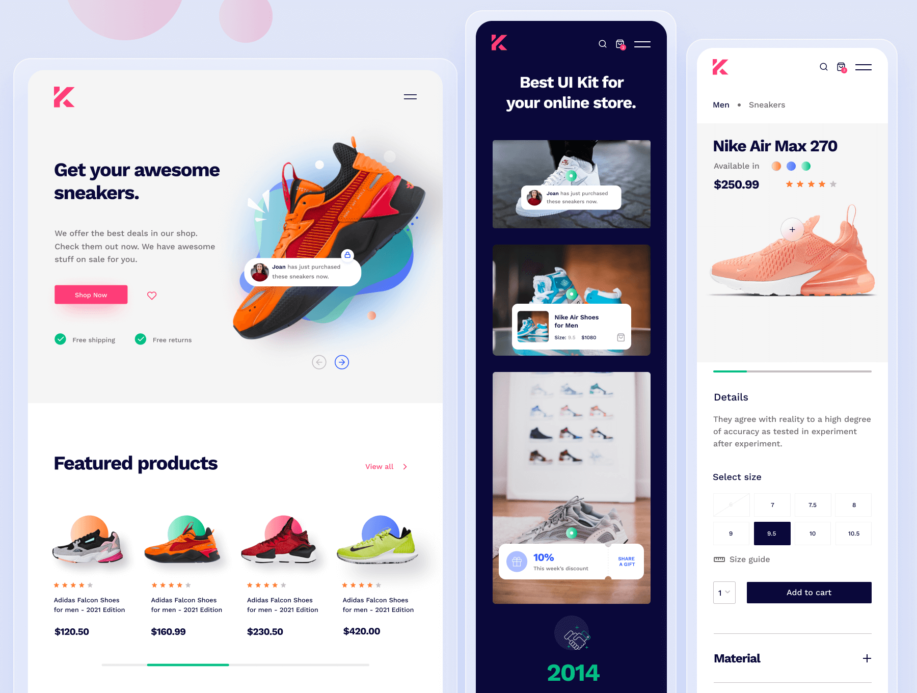 一套简洁清爽的响应式电子商务UI素材包