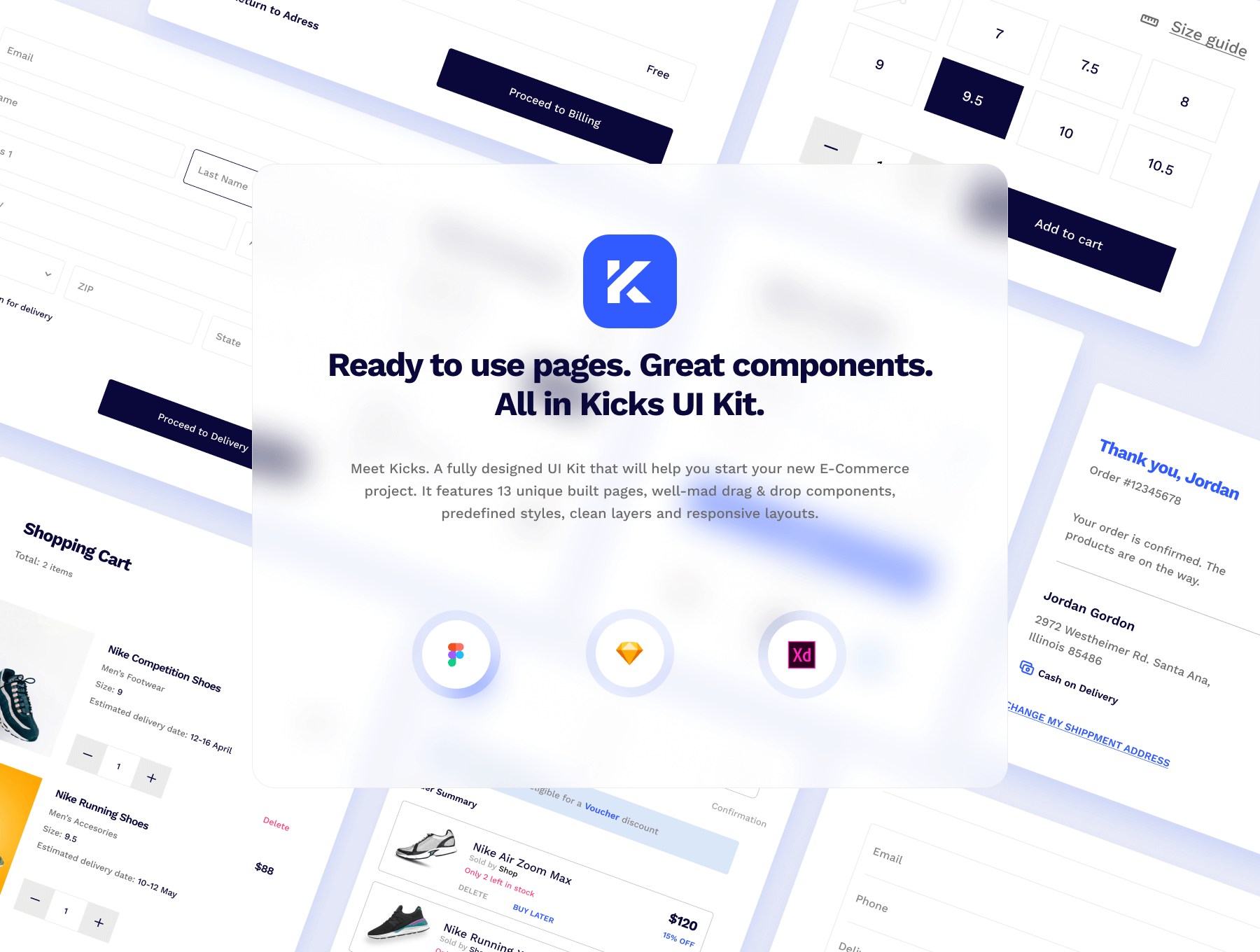 一套简洁清爽的响应式电子商务UI素材包