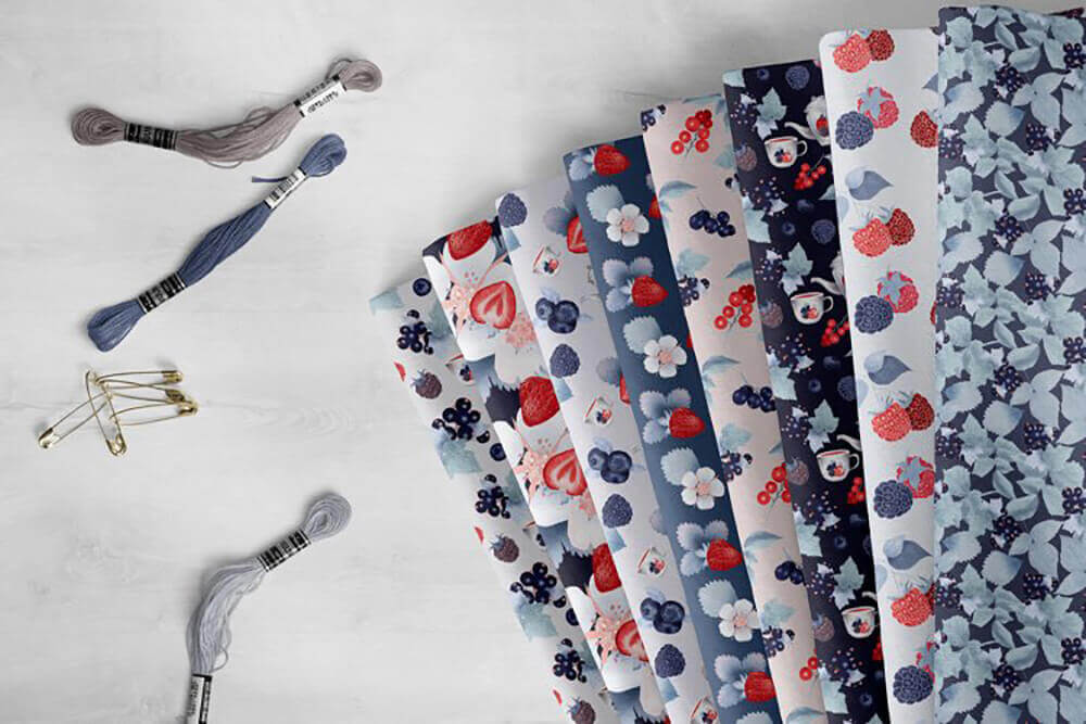 典雅复古的手绘浆果无缝图案背景图片素材