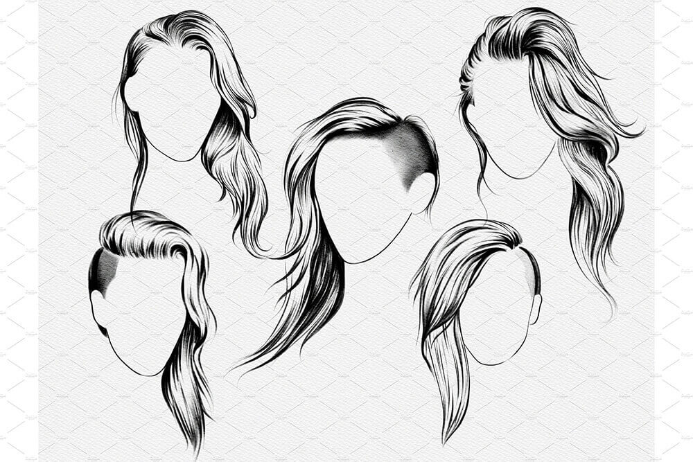 20个赛博朋克风格发型Procreate笔刷素材