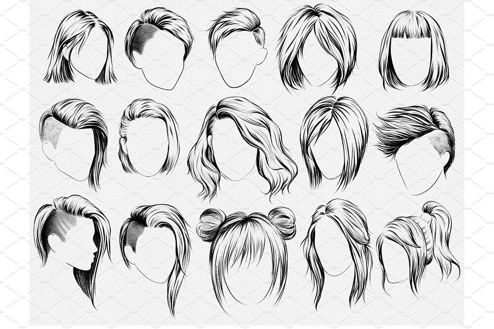 20个赛博朋克风格发型Procreate笔刷素材