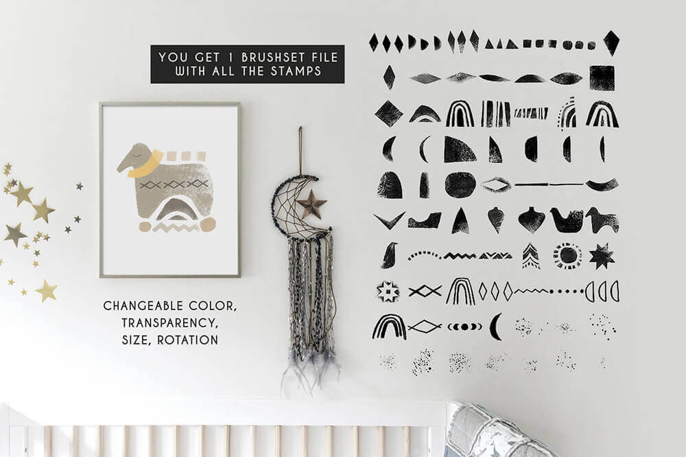 一套专业水彩艺术Procreate笔刷素材包