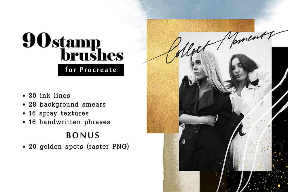 一套专业水彩艺术Procreate笔刷素材包