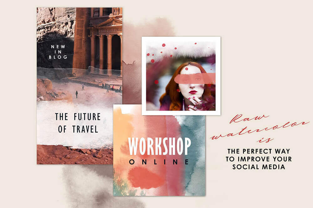 一套专业水彩艺术Procreate笔刷素材包