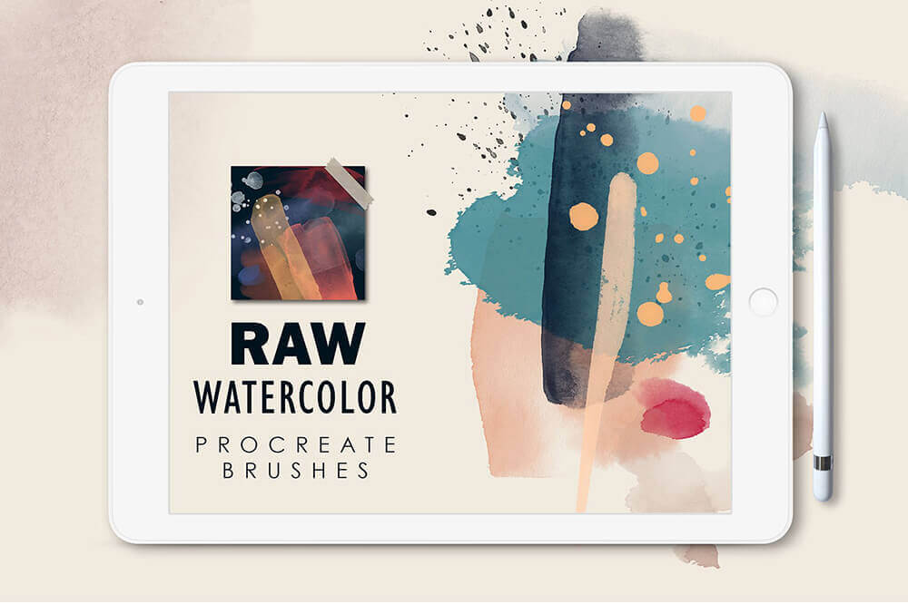 一套专业水彩艺术Procreate笔刷素材包