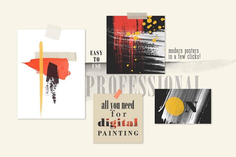 一套专业水彩艺术Procreate笔刷素材包