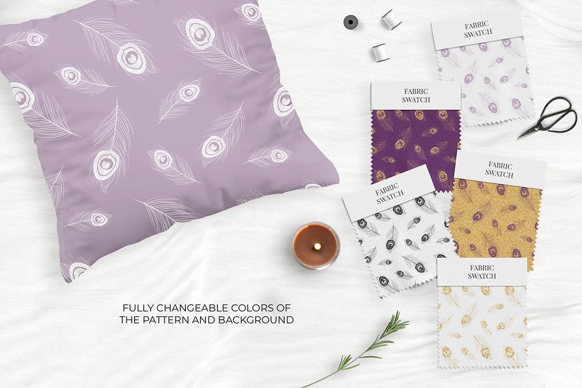 24个优雅矢量羽毛图案背景底纹纹理素材包