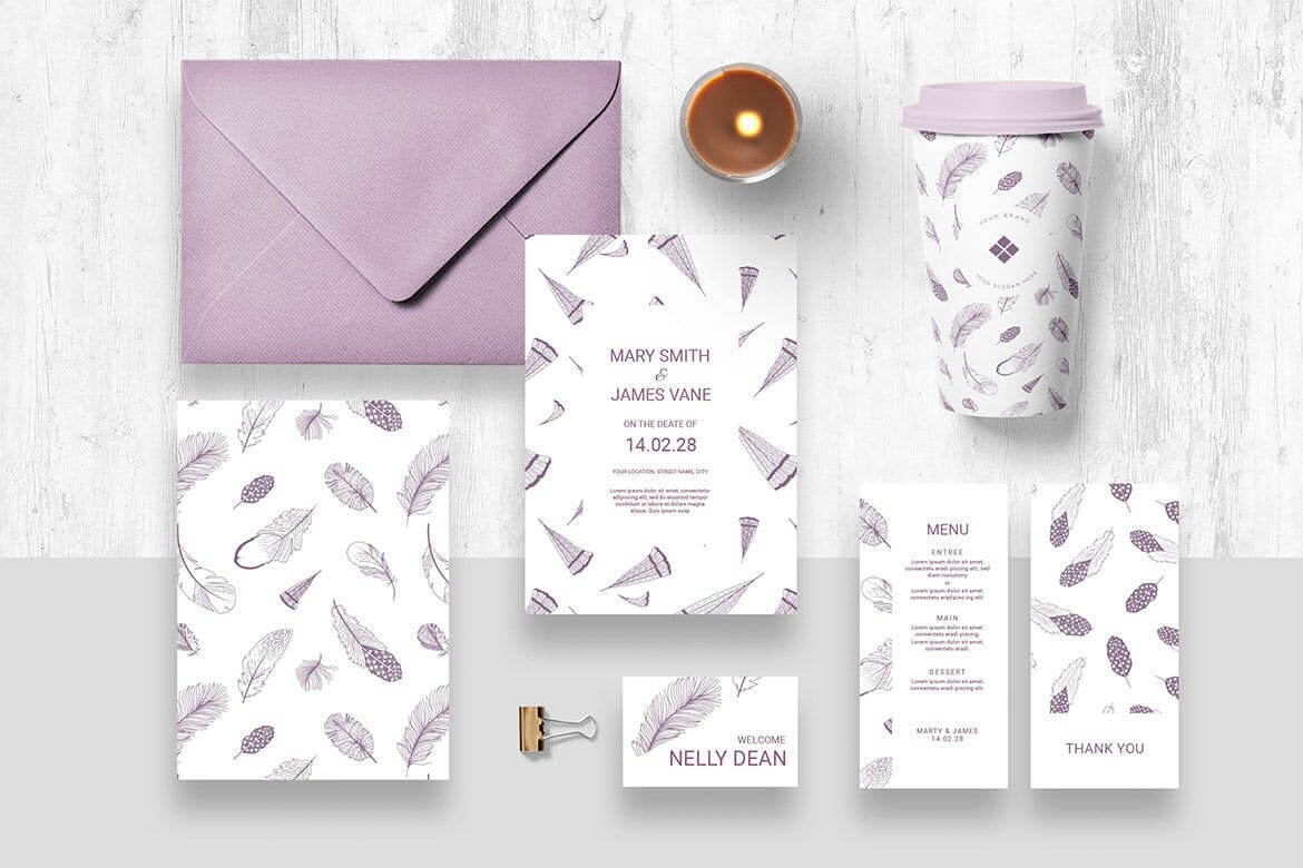 24个优雅矢量羽毛图案背景底纹纹理素材包