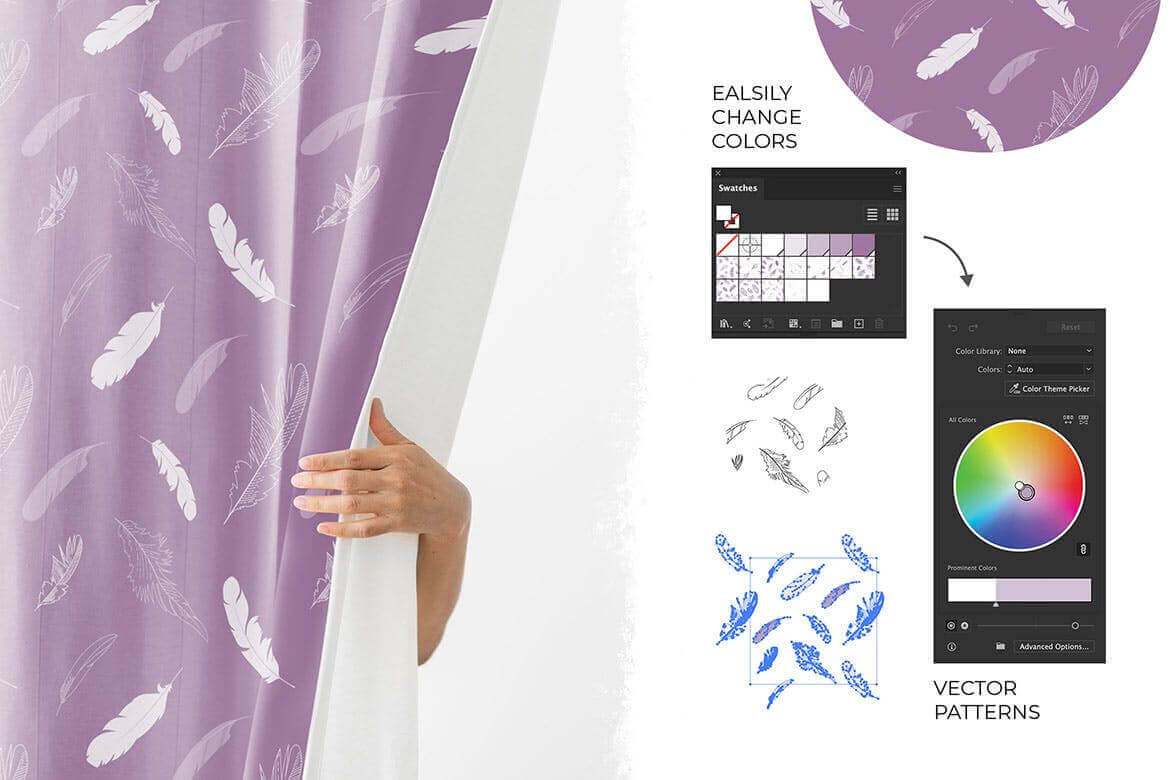 24个优雅矢量羽毛图案背景底纹纹理素材包