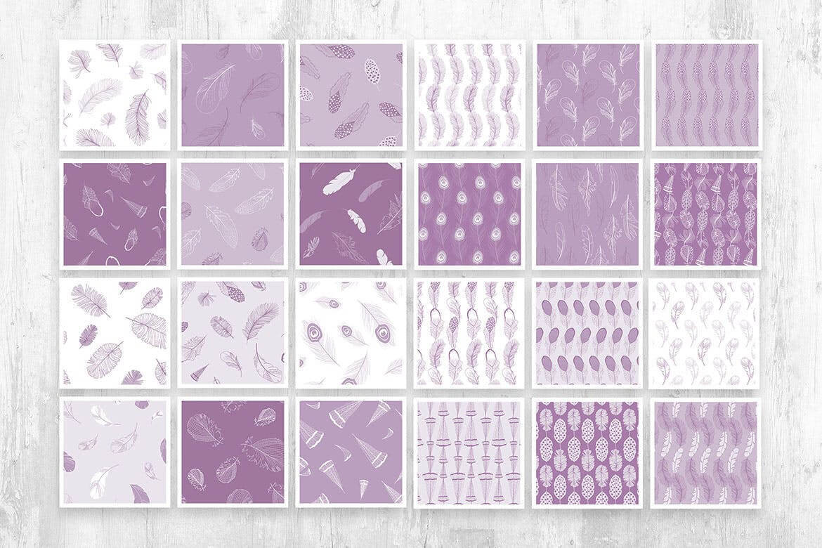 24个优雅矢量羽毛图案背景底纹纹理素材包