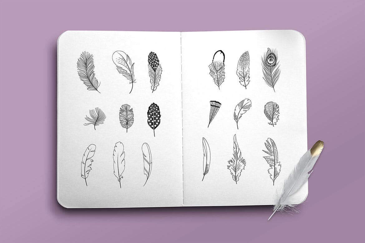 24个优雅矢量羽毛图案背景底纹纹理素材包