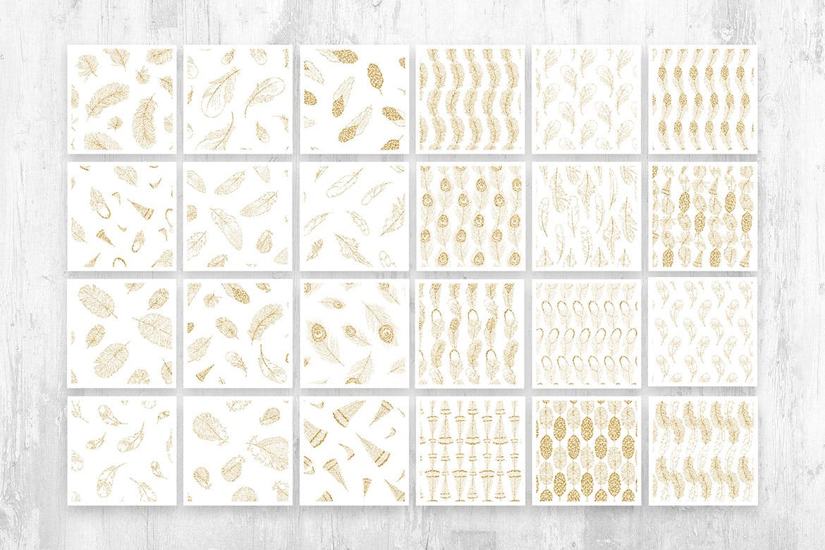 24个优雅矢量羽毛图案背景底纹纹理素材包