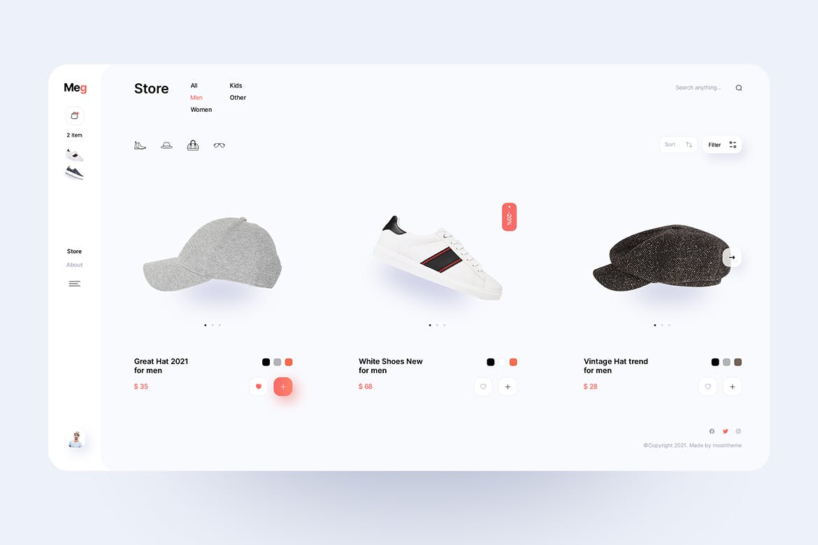 一套风格简洁的服装饰品电商类APP UI kit素材包