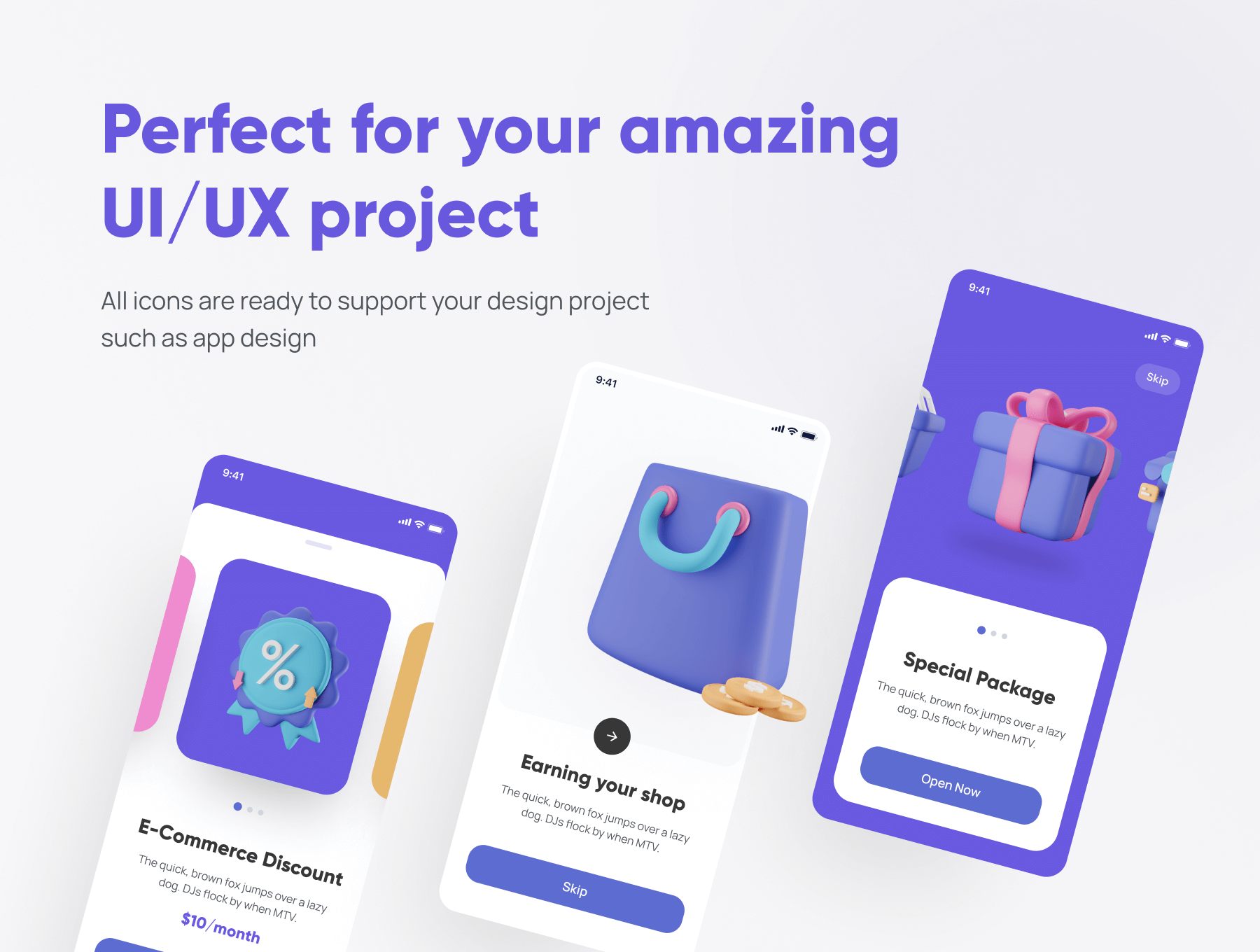 20个精致的电商购物类创意3D图标素材包