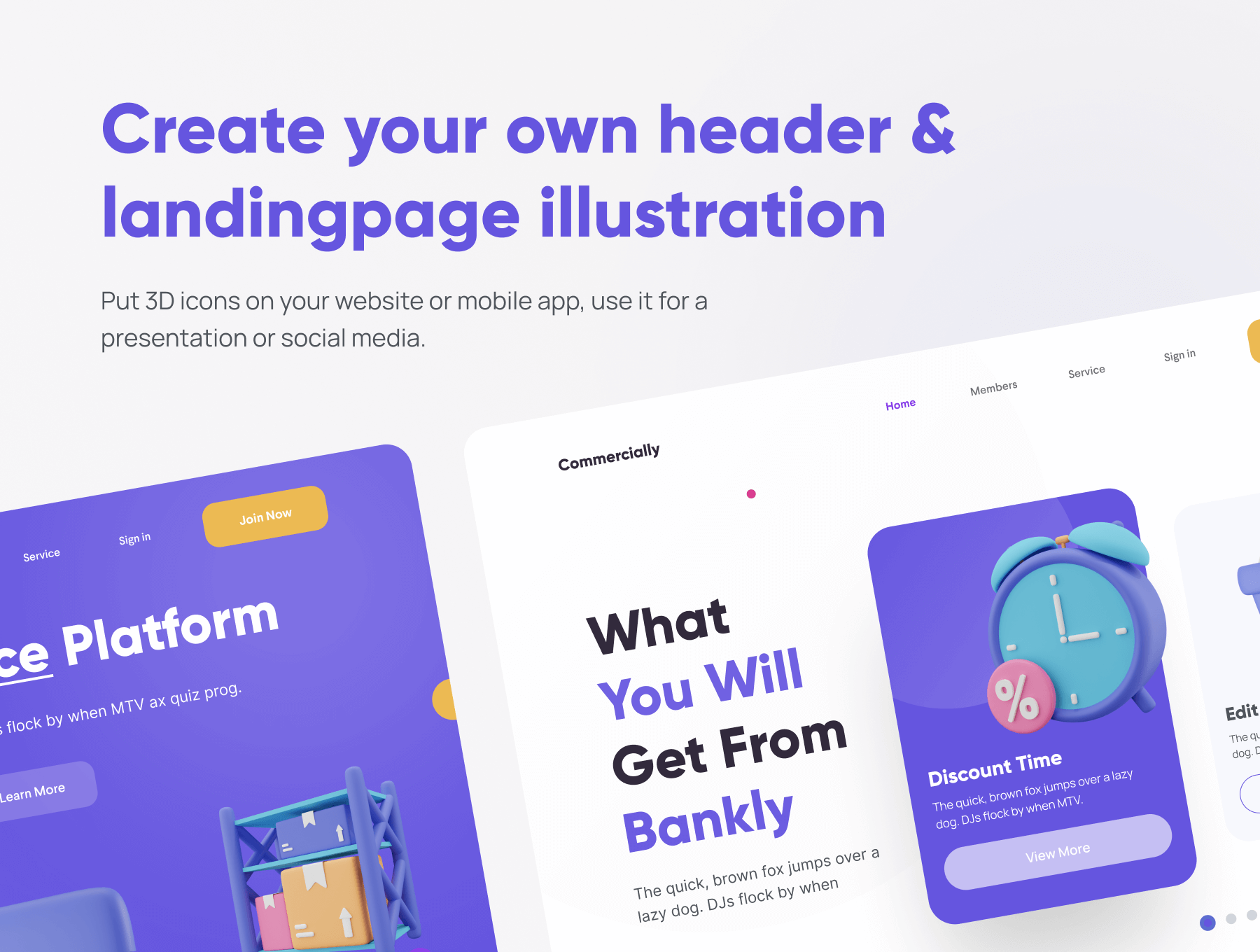 20个精致的电商购物类创意3D图标素材包