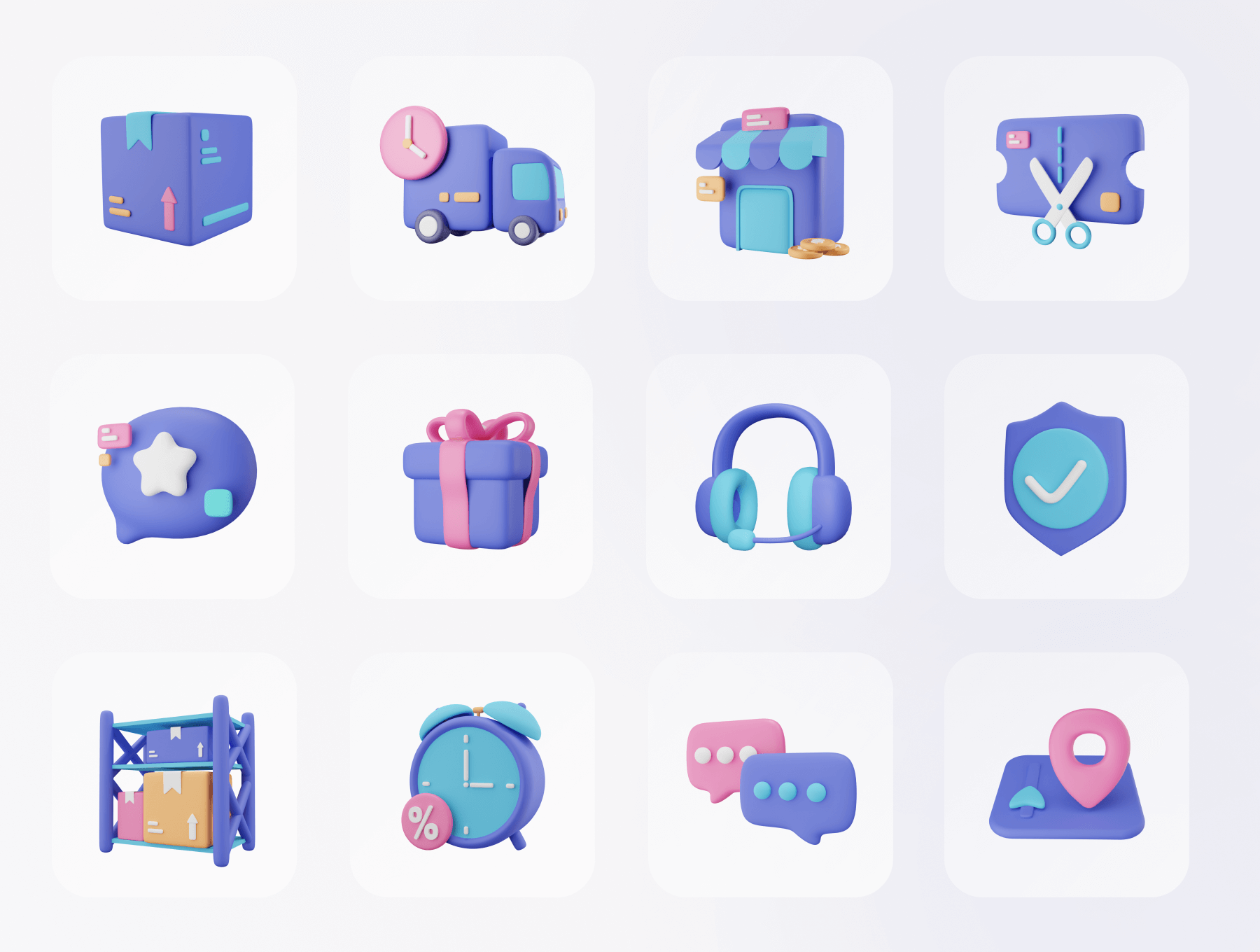 20个精致的电商购物类创意3D图标素材包