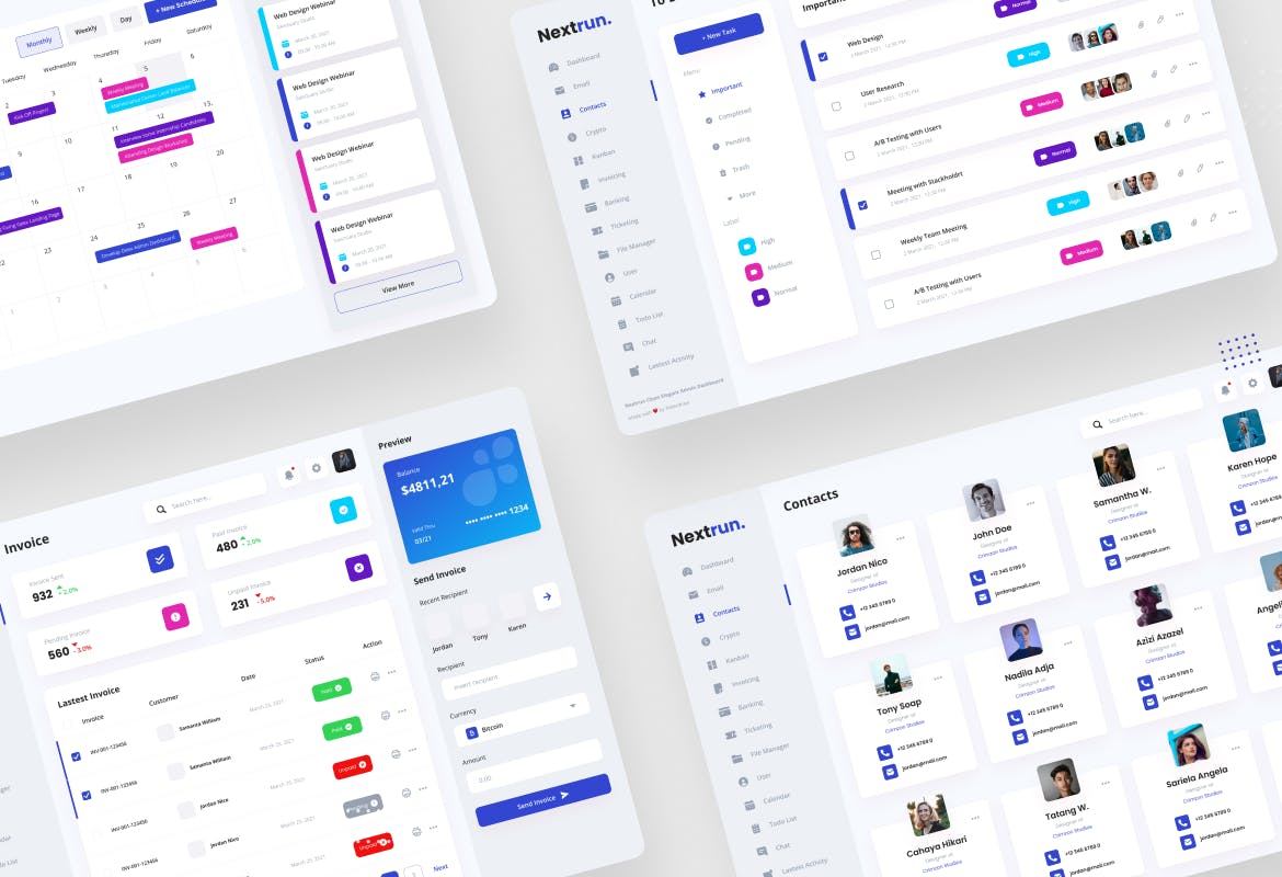 16个简洁干净的后台管理网页素材模板