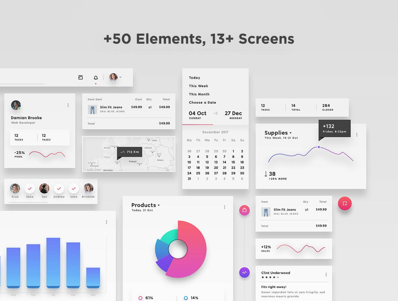 一套干净优雅的后台管理UI素材模板