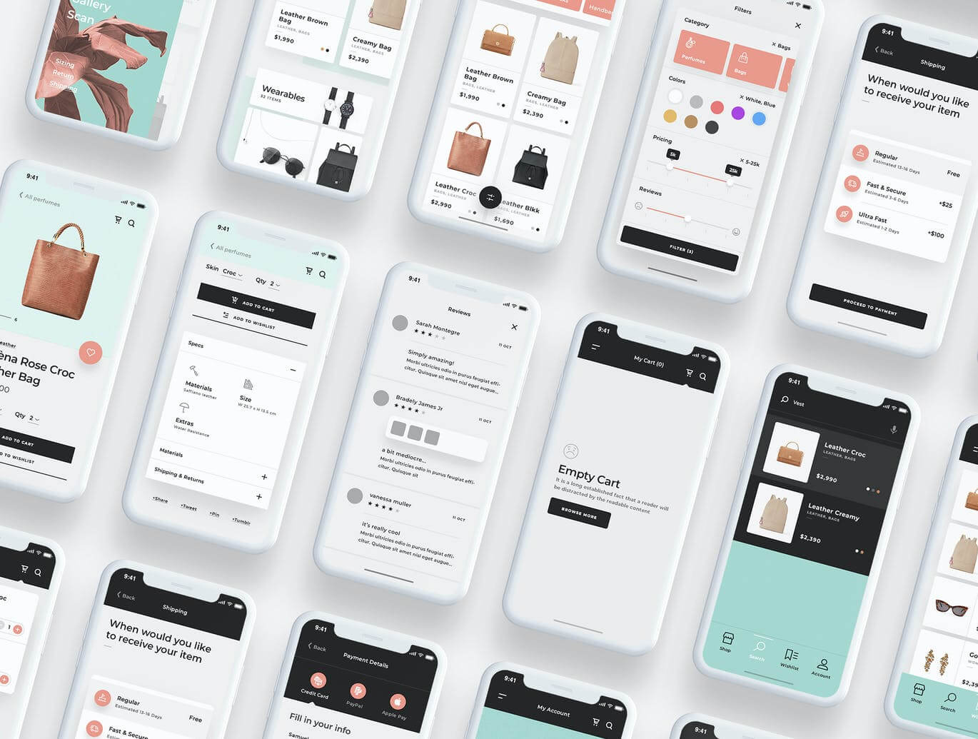 22个精美高品质电商APP UI KITS素材包