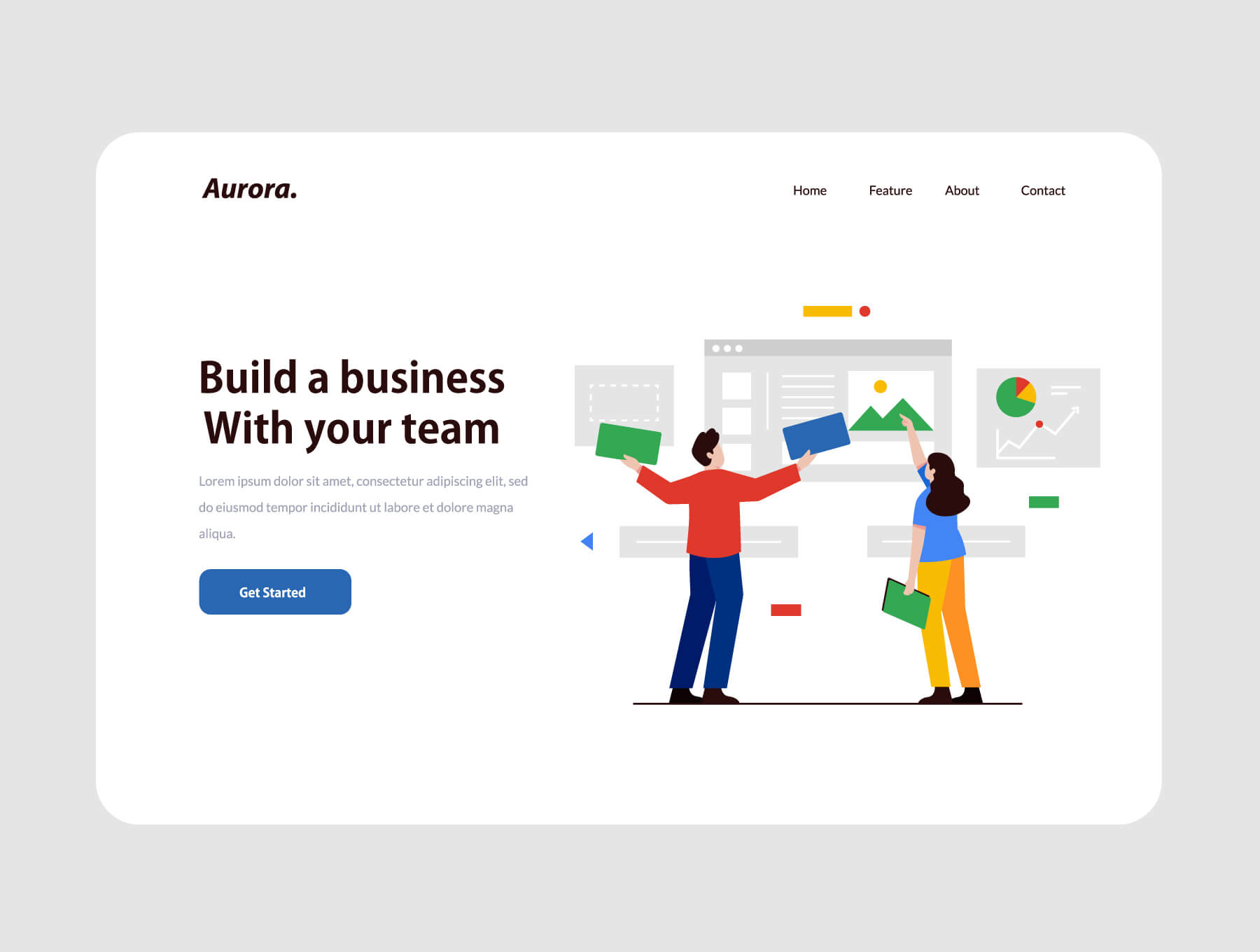 商业策略和团队合作主题扁平风格插画和图标素材包