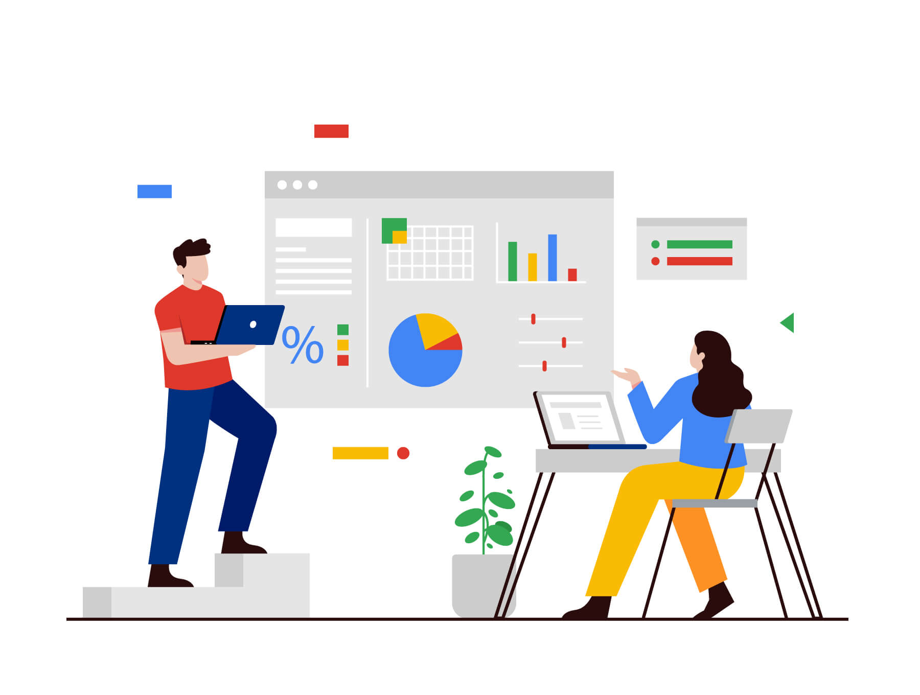 商业策略和团队合作主题扁平风格插画和图标素材包