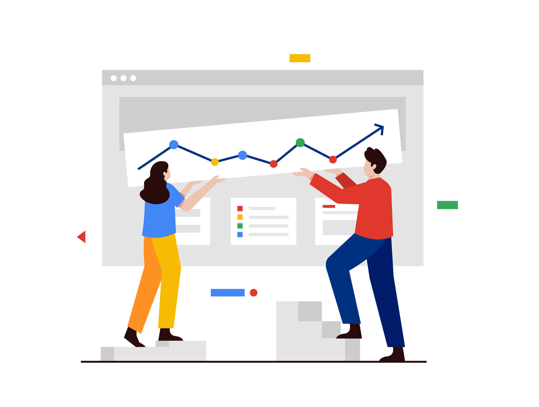 商业策略和团队合作主题扁平风格插画和图标素材包