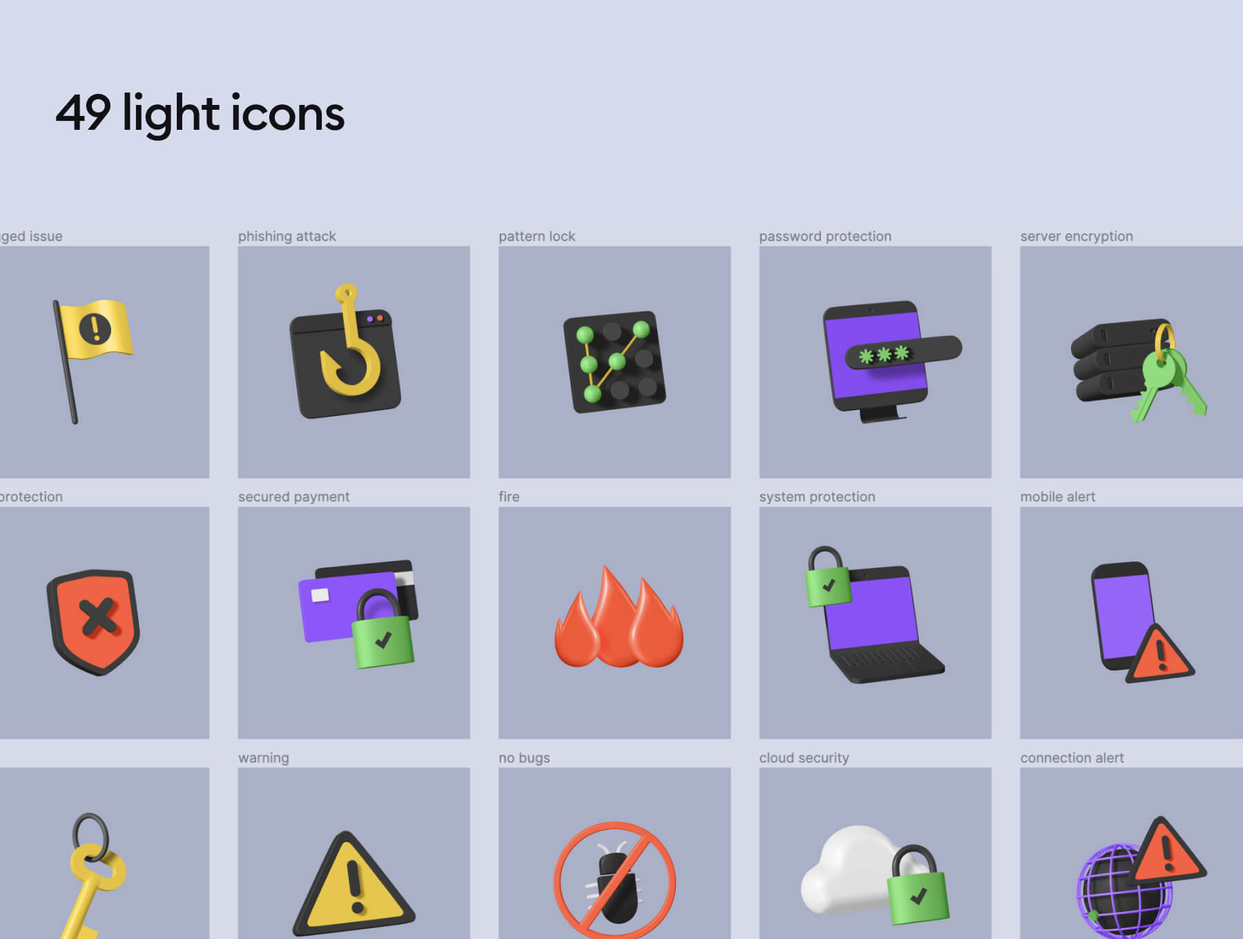 49个超酷安全相关的3D图标素材